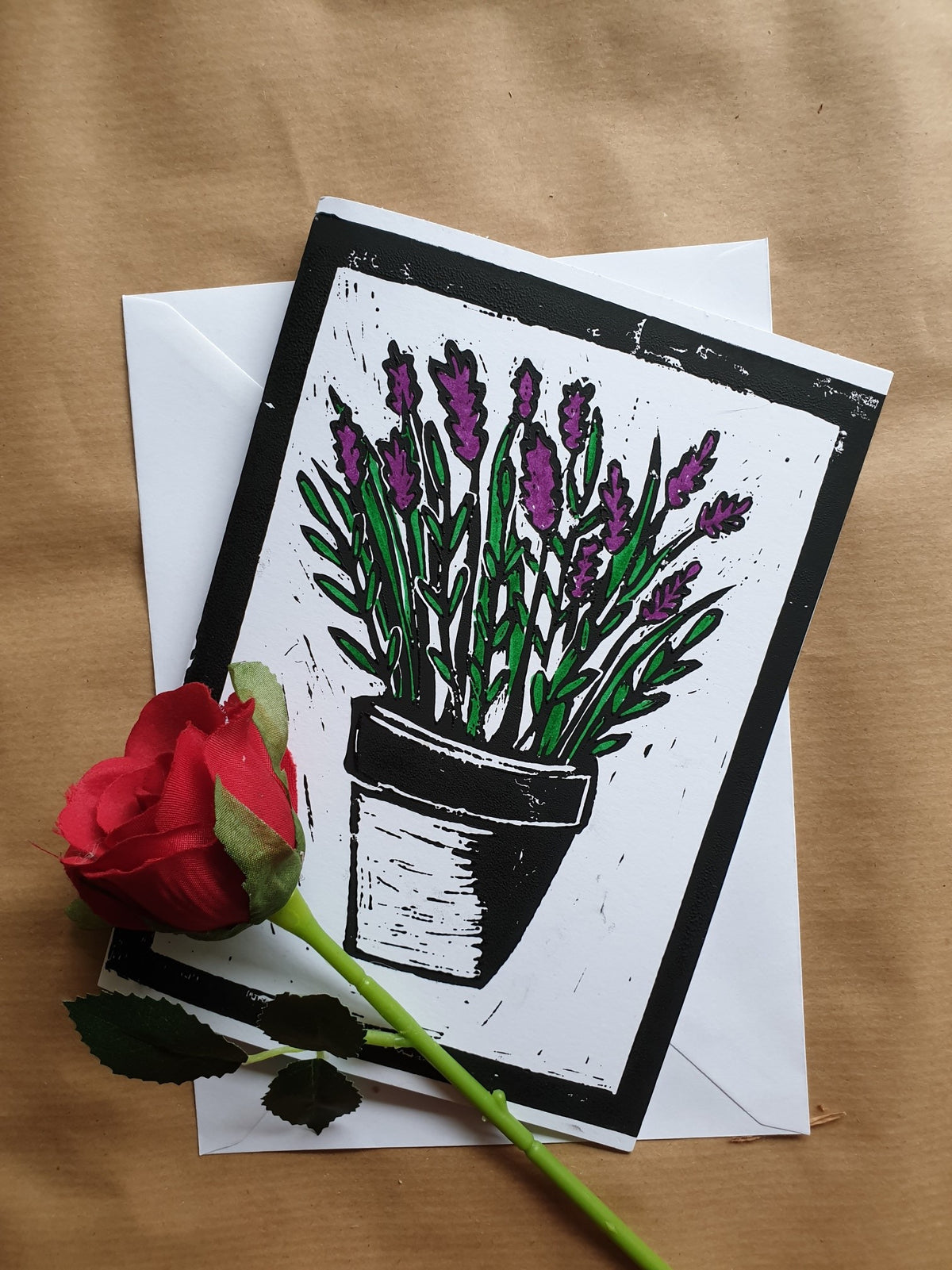 Potted Lavender Lino